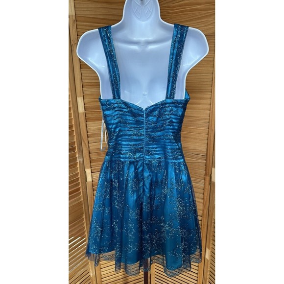MXI  Juniors Homecoming/ Prom Blue Tulle Glitter Fit & Flare Dress Size 5 - Picture 2 of 9